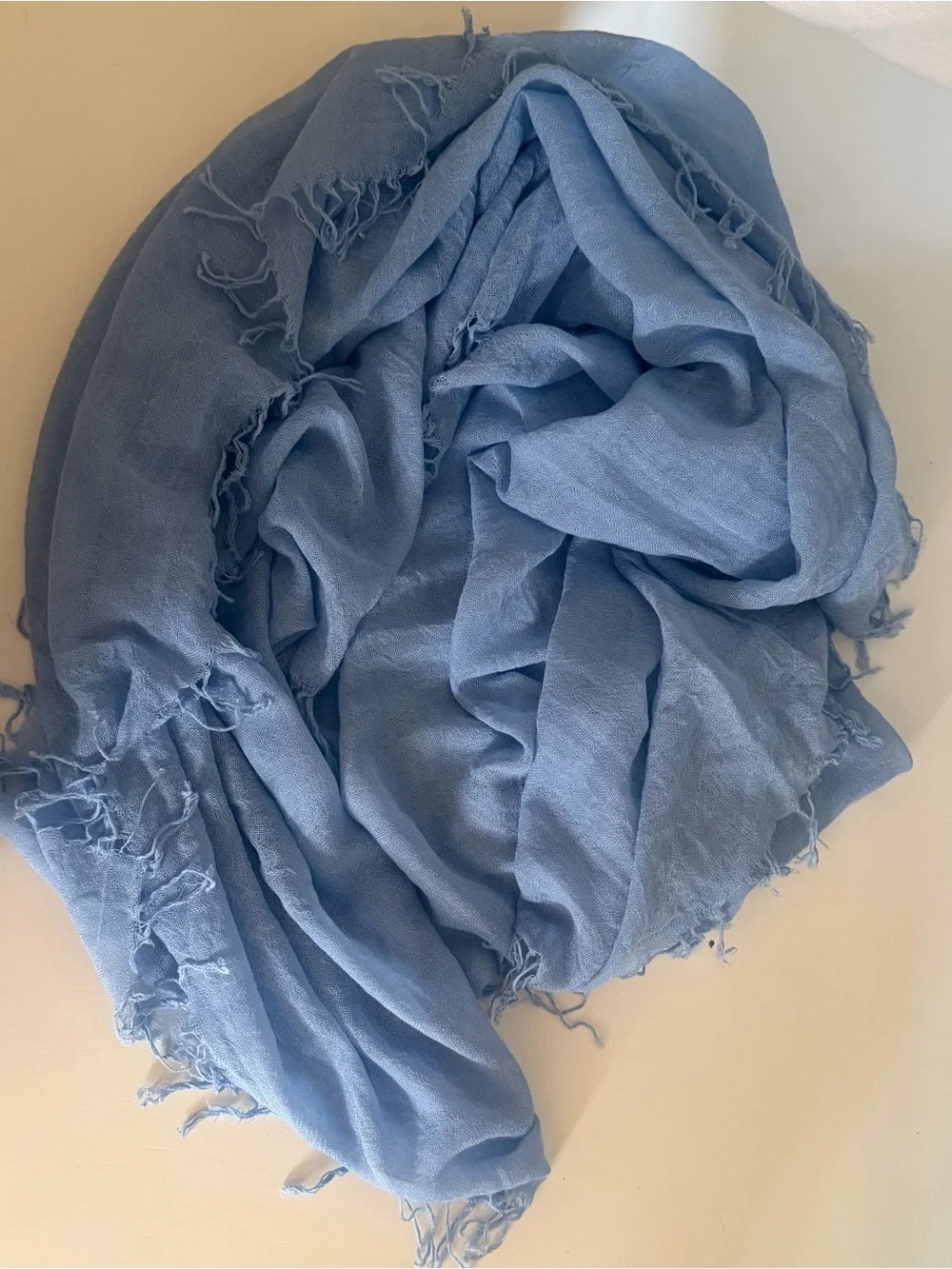 Chan Luu Scarf Wrap Cashmere Silk Simply Blue Fringe Quiet Luxury